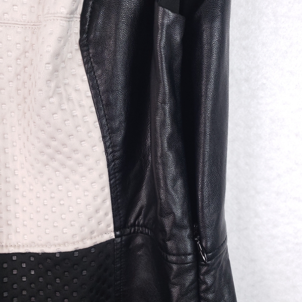 RACHEL Rachel Roy Textured A Line Skater Faux Leather Trim Scuba Dress - Picture 7 of 16
